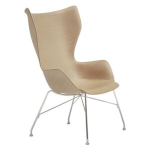 K/Wood Armchair - / High backrest - Moulded wood by Kartell Natural wood