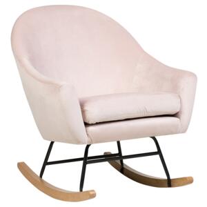 Rocking Chair Pink Velvet Light Wood Base Nursery Glam Modern Style Beliani