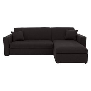 Versatile 2 Seater Fabric Chaise Sofa Bed with Storage with Box Arms - Black