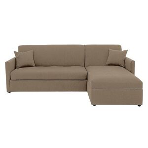 Versatile Small 2 Seater Fabric Chaise Sofa Bed with Slim Arms - Beige