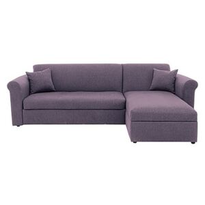 Versatile 2 Seater Fabric Chaise Sofa Bed with Scroll Arms - Purple