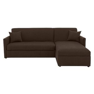 Versatile Small 2 Seater Fabric Chaise Sofa Bed with Slim Arms - Brown