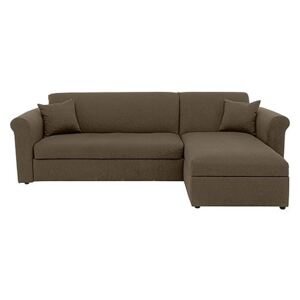 Versatile 2 Seater Fabric Chaise Sofa Bed with Scroll Arms - Mink