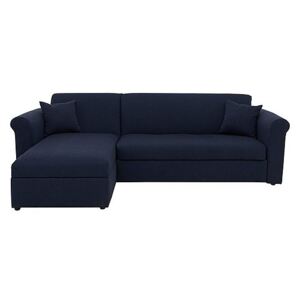 Versatile 2 Seater Fabric Chaise Sofa Bed with Scroll Arms - Blue