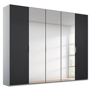 Rauch - Formes Glass 5 Door Hinged Wardrobe with 3 Mirrors - Black