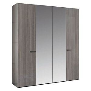 ALF - Movado 4 Door Wardrobe with Mirrors - Grey