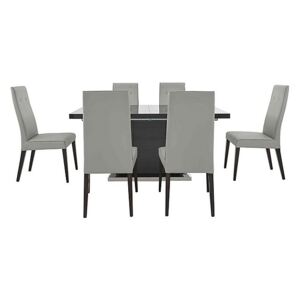 ALF - St Moritz Extending Dining Table and 6 Faux Leather Dining Chairs - Grey