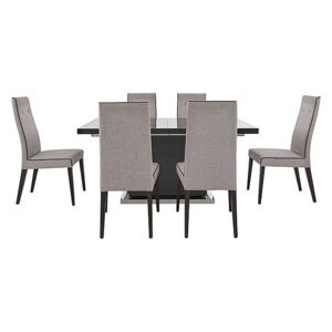 ALF - St Moritz Extending Dining Table and 6 Fabric Dining Chairs - Grey