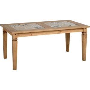 Selkin Tile Top Dining Table Distressed Waxed Pine