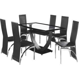 Hamini Dining Set Clear Glass and Black Border