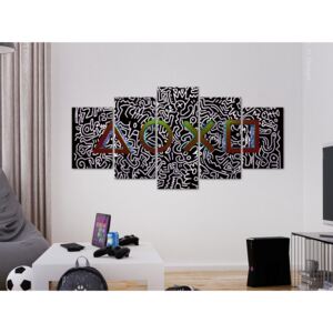 Canvas Print Abstract: Patterns and Signs (5 Parts) Wide