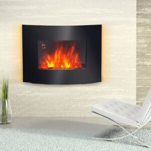 HOMCOM LED Curved Glass Electric Wall Mounted Fire Place, 900/1800W