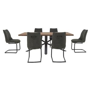 Habufa - Philadelphia Dining Table and 6 Dining Chairs - 170-cm - Grey