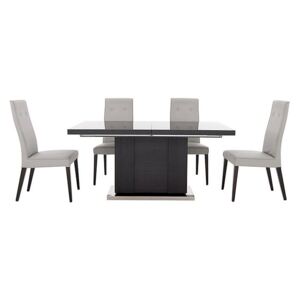 ALF - St Moritz Extending Table and 4 Faux Leather Upholstered Chairs - Grey