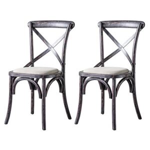 Riviera Pair of Cross Back Chairs - Black