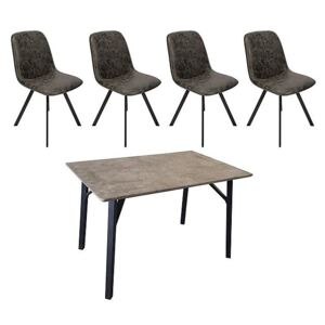 Diego Rectangular Dining Table and 4 Dining Chairs - Grey