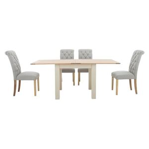 Furnitureland - Angeles Flip Top Extending Dining Table and 4 Button Back Dining Chairs