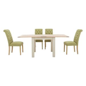 Furnitureland - Angeles Flip Top Extending Dining Table and 4 Button Back Dining Chairs - Green