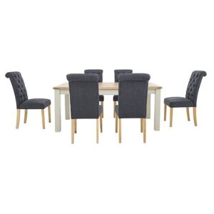 Furnitureland - Angeles Rectangular Extending Dining Table and 6 Button Back Dining Chairs