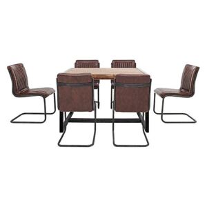 Fire Small Dining Table and 6 Chairs - Brown