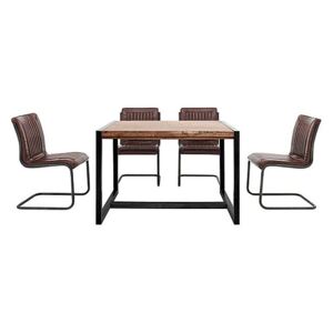 Fire Small Dining Table and 4 Chairs - Brown