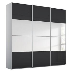 Rauch - Formes Glass 3 Door Sliding Wardrobe with Horizontal Mirrors - Black