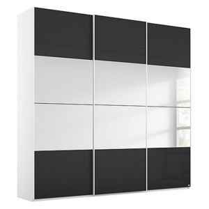 Rauch - Formes Glass 3 Door Sliding Wardrobe with Horizontal Mirrors - Black