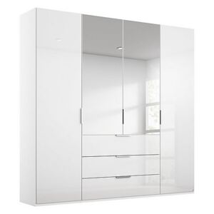 Rauch - Formes Glass 4 Door Combo Hinged Wardrobe with 2 Mirrors and Drawers - White