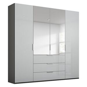 Rauch - Formes Glass 4 Door Combo Hinged Wardrobe with 2 Mirrors and Drawers - Grey