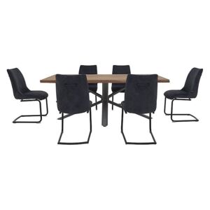 Habufa - Philadelphia Dining Table and 6 Dining Chairs - 250-cm - Black