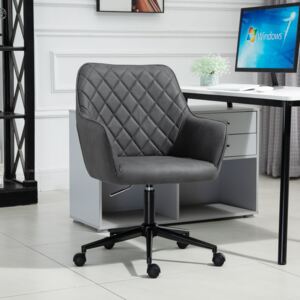 Vinsetto Swivel Office Chair Leather-Feel Fabric Home Study Leisure with Wheels, Grey Argyle