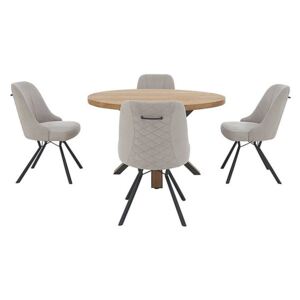 Detroit Round Dining Table and 4 Detroit Dining Chairs - Grey