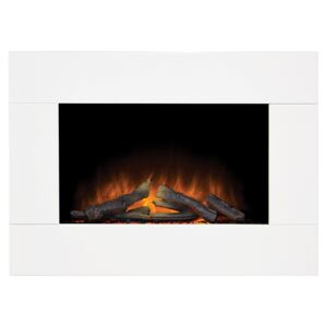 Adam Whitemere Electric Wall Mounted Fire in White with Remote