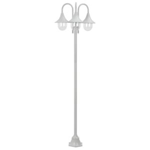 VidaXL Garden Post Light E27 220 cm Aluminium 3-Lantern White