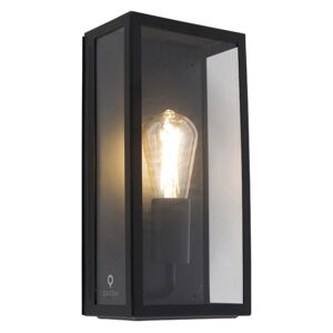 Industrial rectangular Outdoor Wall Lamp black with glass IP44 - Rotterdam