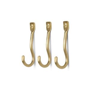 Curvature Wall hook - / Set of 3 - Brass by Ferm Living Gold/Metal