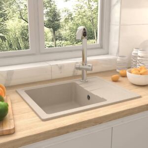 VidaXL Kitchen Sink with Overflow Hole Oval Beige Granite