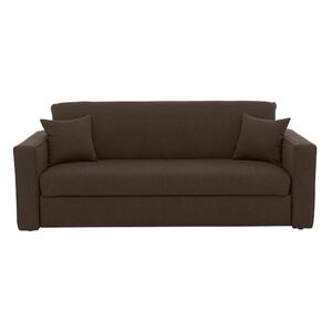 Versatile 3 Seater Fabric Sofa Bed with Box Arms - Brown