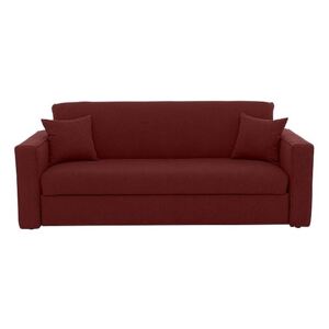 Versatile 3 Seater Fabric Sofa Bed with Box Arms - Red