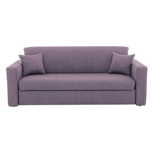 Versatile 3 Seater Fabric Sofa Bed with Box Arms - Purple