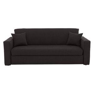 Versatile 3 Seater Fabric Sofa Bed with Box Arms - Black