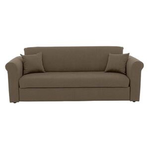 Versatile 3 Seater Fabric Sofa Bed with Scroll Arms - Mink
