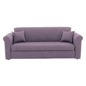 Versatile 3 Seater Fabric Sofa Bed with Scroll Arms - Purple