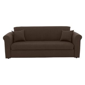 Versatile 3 Seater Fabric Sofa Bed with Scroll Arms - Brown