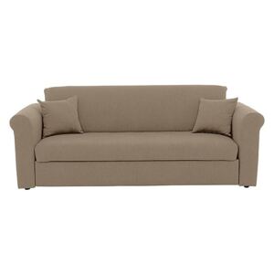 Versatile 3 Seater Fabric Sofa Bed with Scroll Arms - Beige