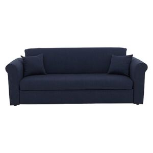 Versatile 3 Seater Fabric Sofa Bed with Scroll Arms - Blue