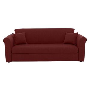 Versatile 3 Seater Fabric Sofa Bed with Scroll Arms - Red