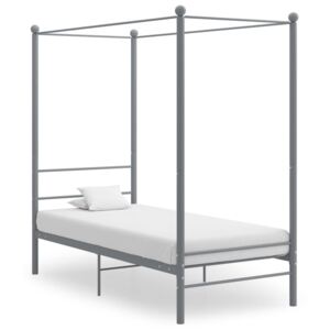 VidaXL Canopy Bed Frame Grey Metal 90x200 cm