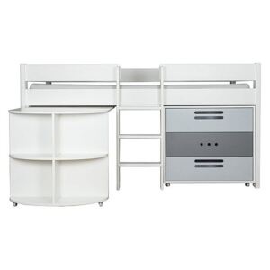 Stompa - Nexus Mid-Sleeper with Desk and 3 Drawer Chest - White