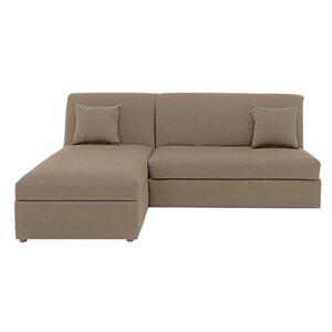 Versatile Small 2 Seater Fabric Chaise Sofa Bed with Storage No Arms - Beige
